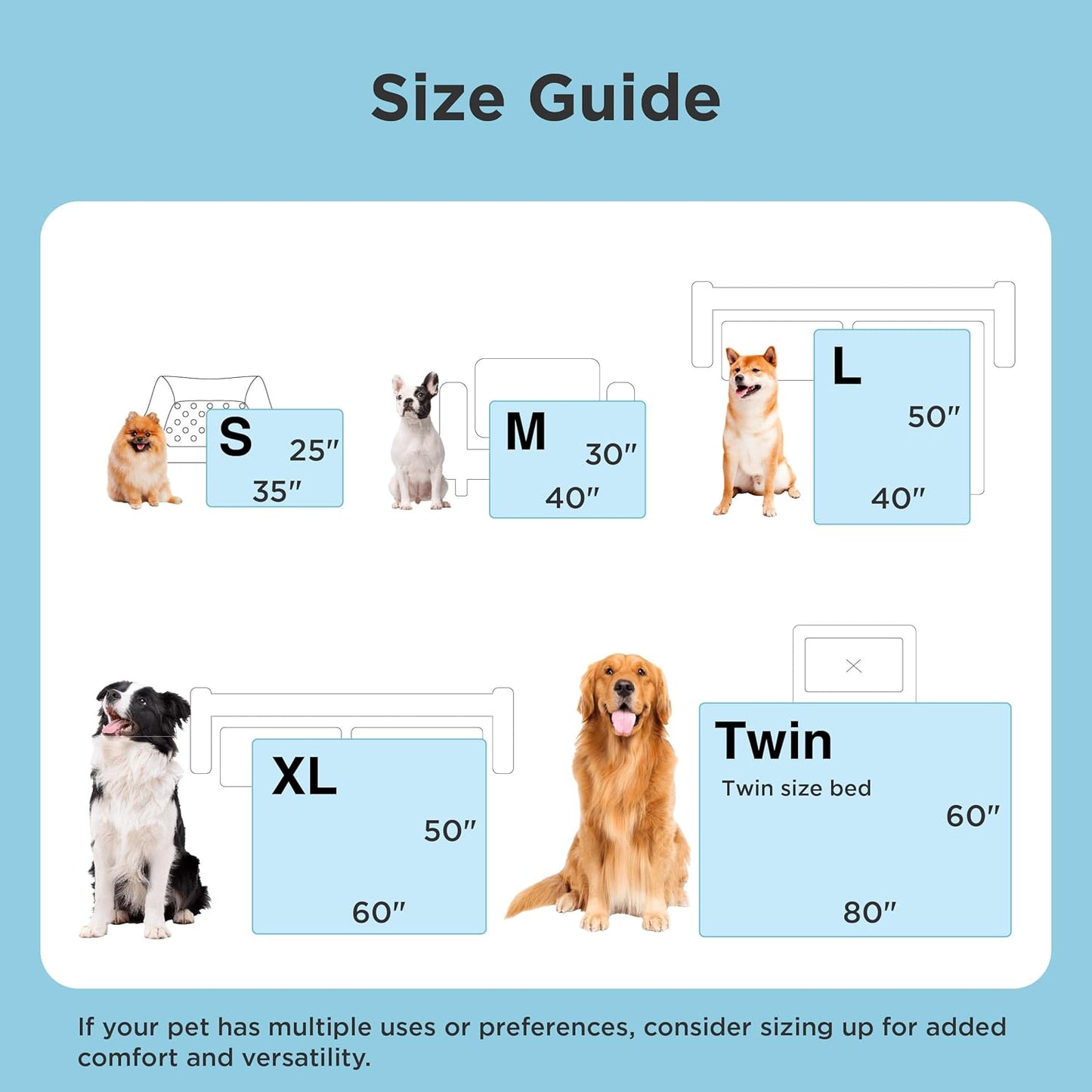 Cooling Pet Blanket for Dogs & Cats – Soft Washable Summer Cooling Mat for Beds, Crates & Sofas