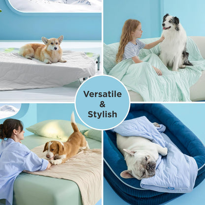 Cooling Pet Blanket for Dogs & Cats – Soft Washable Summer Cooling Mat for Beds, Crates & Sofas